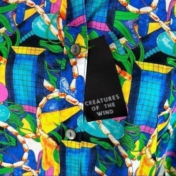 Creatures of the Wind Womes Tile Print Button Blouse size 0 - Picture 6 of 10